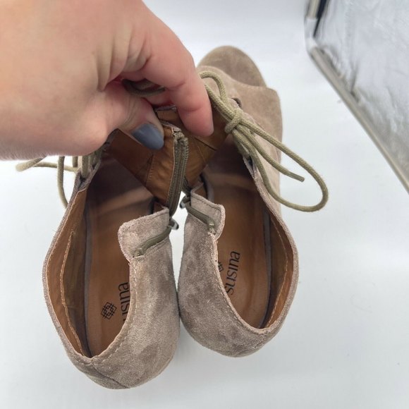 Susina Booties Womens 7.5 Suede Lace Ankle Boot Rodeo Coastal Cowgirl Western - Picture 9 of 12